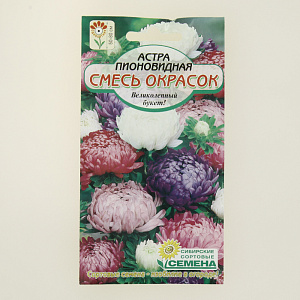 Семена Астра Пионовидная смесь окрасок, 0,2гр. (ссс) ЛИДЕР ПРОДАЖ! СС009320 пакет 000000000001183920