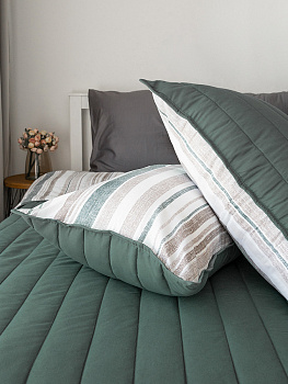 Наволочки декоративные 2шт 50х70см DE'NASTIA Гринлайн зеленый/белый полиэстер 000000000001232303