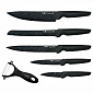 Набор ножей 6 предметов (поварской20см, для хлеба20см, для нарезки20см, универсальный12,7см, овощной9см, овощечистка) LOEWE черный нержавеющая сталь