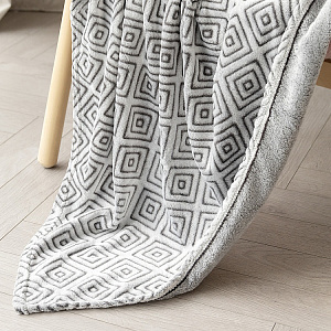 Плед 150x200см LUCKY Ромб двойной серый полиэстер 000000000001222753