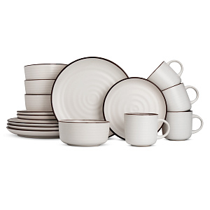Набор столовой посуды 16 предметов белый с окантовкой керамика 000000000001221707