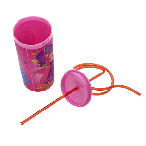 Бокал с крышкой и трубочкой Принцессы, 330мл 000000000001169390