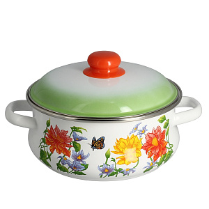 Кастрюля 3л СТАЛЬЭМАЛЬ Цветочная эмалированная сталь 000000000001101618