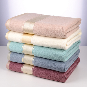 Полотенце махровое 70х130см LUCKY атласный бордюр серо-голубой хлопок 100% 000000000001208684