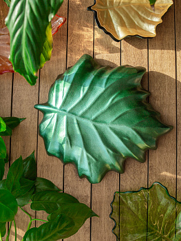 Блюдо сервировочное 23см EFE GLASS Лист металлик зеленый стекло 000000000001213527