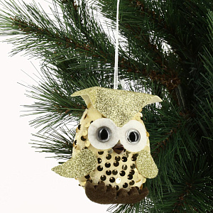 Декоративное украшение Цветная сова 10см DARLENS с пайетками ассорти 000000000001209906