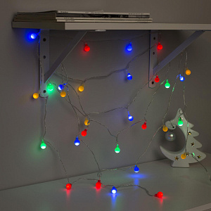Гирлянда-Нить 5м 30LED LUAZON LIGHTING IP20 8 режимов 220В Шарики цветные прозрачная нить свечение мульти с насадками 000000000001207989