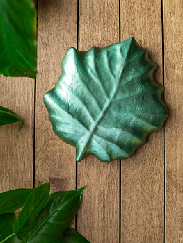 Блюдо сервировочное 13см EFE GLASS Лист металлик зеленый стекло 000000000001213528