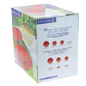 Столовый набор Flowerfield Red Luminarc, 19 предметов 000000000001060749