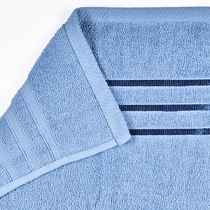Полотенце махровое 50х90см СОФТИ бордюр с 3 полосками синее плотность 380гр/м 100% хлопок 000000000001212204