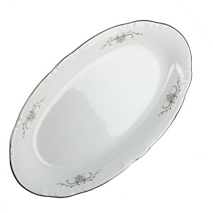 Овальное блюдо Серый Орнамент Люкс Хауз, 21 см 000000000001001433