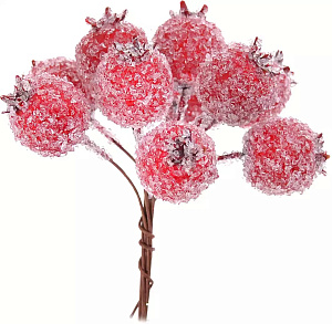 Декоративное украшение Набор веток 10шт 12см Ягоды заснеженные на вставках 000000000001220869
