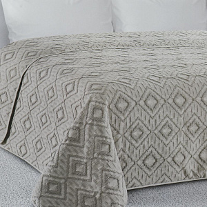 Покрывало 260х240см DE'NASTIA Ромб стоунвош 3слоя коричневое жаккард 55% хлопок 45% полиэстер 000000000001201603