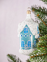 Декоративное украшение Избушка 12см БИРЮСИНКА голубой стекло 000000000001207661