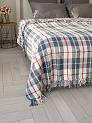 Покрывало 150x200см DE'NASTIA клетка синий/белый хлопок 000000000001229646