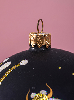 Декоративное украшение Шар №4,5 D8см БИРЮСИНКА Пчелы черный стекло 000000000001207643