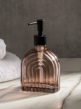 Диспенсер для жидкого мыла 340мл 10x5,5x17,5см DE'NASTIA Barbara коричневый стекло/пластик 000000000001227002
