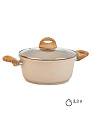 Кастрюля 3,3л CASTA Cream Marble стеклянная крышка с металлическим ободом антипригарное покрытие бакелитовая ручка бежевый жемчуг литой алюминий 000000000001229154