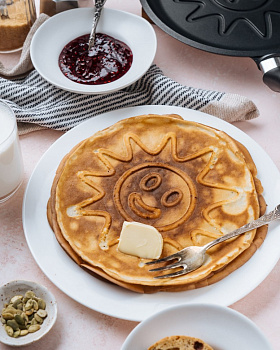 Сковорода блинная 24см НЕВА МЕТАЛЛ ПОСУДА Солнце литой алюминий 000000000001141319