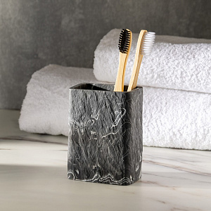 Стакан для зубных щеток DE'NASTIA Мрамор темно-серый полирезина 000000000001218895
