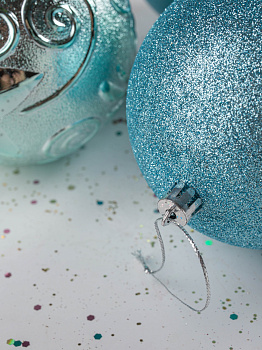 Набор украшений декоративных 4шт голубой (шар матовый 10см-1шт, шар с блестками 10см-1шт, шар с рисунком 10см-2шт) 000000000001208298