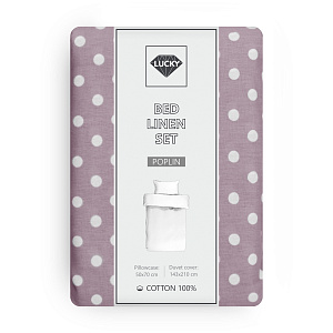 Комплект постельного белья 1,5сп LUCKY ГОРОШЕК (пододеяльник, наволочка 50х70см-1шт) сиреневый/лиловый поплин хлопок-100% 000000000001215981