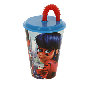 Стакан пластиковый 430мл с соломинкой и крышкой спортивный Леди Баг Stor 270895/86930 000000000001193202