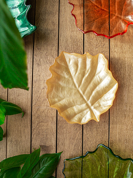 Блюдо сервировочное 13см EFE GLASS Лист металлик золото стекло 000000000001213526