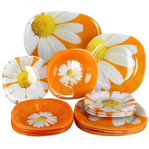 Столовый набор Ромашка Оранж Luminarc, 19 предметов 000000000001062133