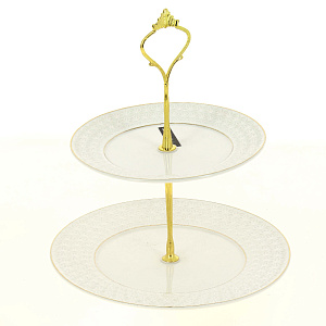 Этажерка-конфетница 2-х ярусная 16,5см/21см КОРАЛЛ Снежная королева фарфор 000000000001157991