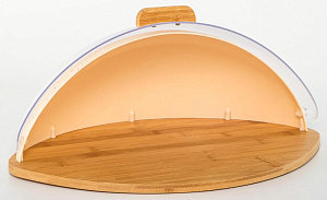 Хлебница 440х200х280мм  бамбук основа  крышка полистирол  ручка светлая прозрачная бамбук  подарочная упаковка 184-18004 000000000001205518