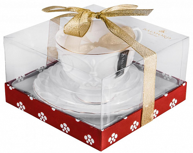 Чайная пара (чашка 220мл) BALSFORD Грация Клио подарочная упаковка с бантом фарфор 000000000001193999