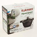 Кастрюля 1л KUKMARA стеклянная крышка антипригарное покрытие светлый мрамор литой алюминий 000000000001204808