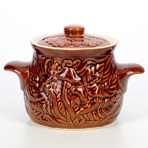 Горшочек для запекания 600мл Гриб коричневый дымленая керамика 000000000001211390