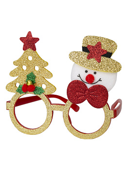 Маскарадные очки Снеговик с елкой из полипропилена с декором из нетканого материала (полиэфирные волокна) / 14x12,5см арт.80619 000000000001191303