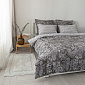 Комплект постельного белья Евро DE'NASTIA (50x70см-2шт/70x70см-2шт/под-200x220см/пр-230x260см) Пейсли полоска темно-серый/серый жатый хлопок