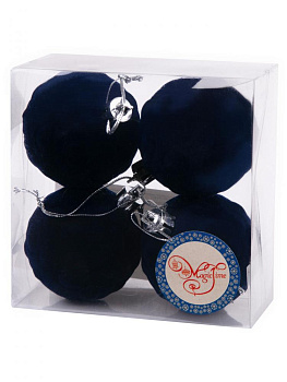 Новогоднее подвесное украшение Шары уют синий бархат из полистирола 4шт 6x6x6см 81914 000000000001201813