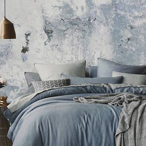 Комплект постельного белья 2-спальный Mona Liza Актуал наволочка 70х70см-2шт простыня-215х240см пододеяльник-175х210см сатин ДЕНИМ деним/серый хлопок 000000000001208615