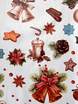 Клеенка столовая 1,37х20м новый год отрезная белый ПВХ/полиэстер 000000000001224577