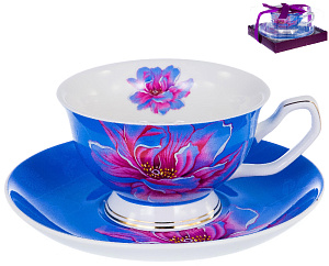 Чайная пара (чашка 200мл) BALSFORD Палитра Шиповник блю фарфор 000000000001183422