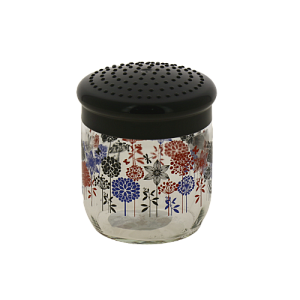 Банка для сыпучих продуктов 425мл FACKELMANN Style цветы серая крышка стекло 000000000001194382