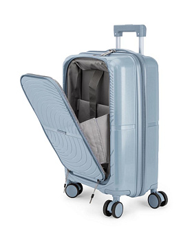 Чемодан на колесах S (36х22х55см) абстракция с дополнительным отделом серо-голубой PP 000000000001226564