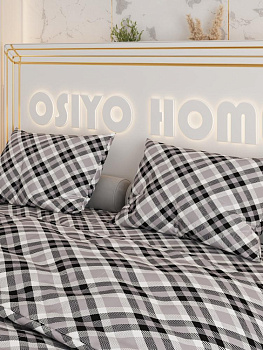 Комплект постельного белья 1,5сп LUCKY (пододеяльник 145х215см, простыня 150х220см, наволочка 70х70см-1шт) Шотландская клетка поплин хлопок 000000000001225190