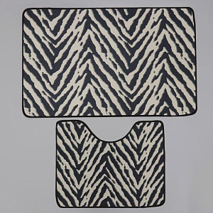 Набор ковриков для ванны и туалета 2шт 50х80см 50х40см ДОЛЯНА Зебра полиэстер 000000000001211505