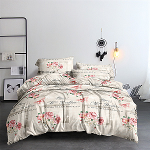 Комплект постельного белья 2,0сп СОФТИ (пододеяльник 180х218см, простыня 182х220см, наволочка 50х70см-2шт) Флора Розы полиэстер90%/хлопок10% 000000000001219844