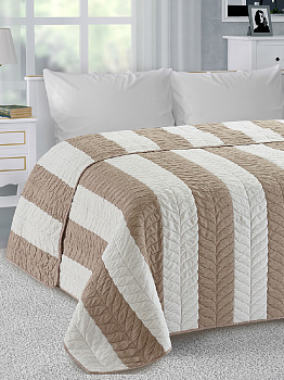 Покрывало DE'NASTIA 200х240 3слоя 55% хлопок, 45% полиэстер жаккард косы мол/беж U000195 000000000001201605