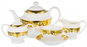Сервиз чайный 15 предметов (чашка-6шт/блюдце-6шт/чайник/сахарница/молочник) BALSFORD Эстелла 1001 ночь подарочная упаковка фарфор 000000000001197861