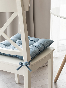 Подушка на стул 40х40см DE'NASTIA синий велюр полиэстер 000000000001218944