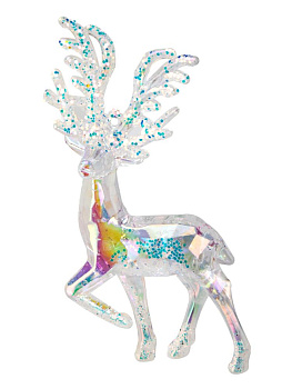 Декоративное украшение Олень на елку 12см с блестками пластик 000000000001228106