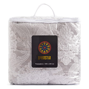 Покрывало 200x240см DE'NASTIA кружево Ампир 3слоя серое жаккард 100% полиэстер 000000000001212618
